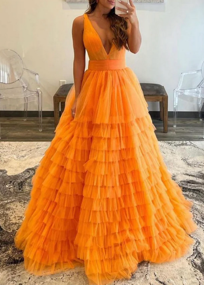 Women A-Line Prom Dresses Long Tulle Evening Party Dress YPD055