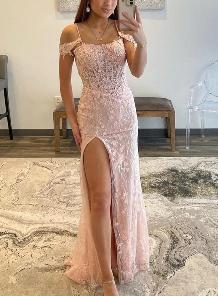 Women Off Shoulder Prom Dresses Long Side Slit Evening Gowns Formal Party Dress YPD389