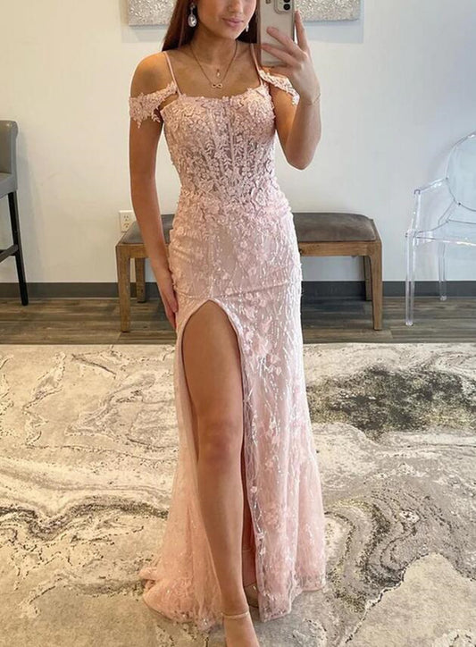 Women Off Shoulder Prom Dresses Long Side Slit Evening Gowns Formal Party Dress YPD389