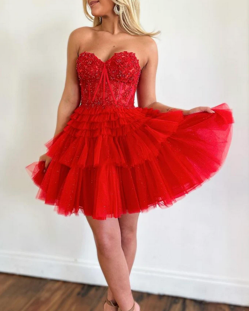 Women Sweetheart Prom Dresses Short Cocktail Gowns Girls Lace Homecoming Dresses Short Graduation Dress YHD002