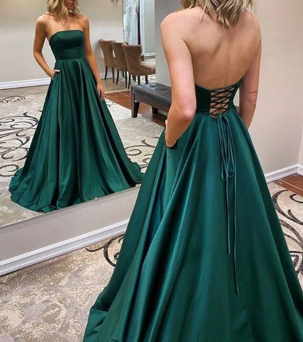 Women Off the Shoulder Prom Dresses Long Satin Evening Gowns Lace Up Formal Party Dress YPD886