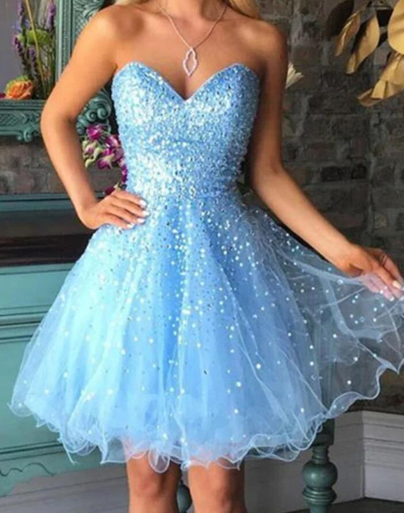 Women Beads Prom Dresses Short Cocktail Gowns Girls Homecoming Dresses Short Graduation Dress YHD280