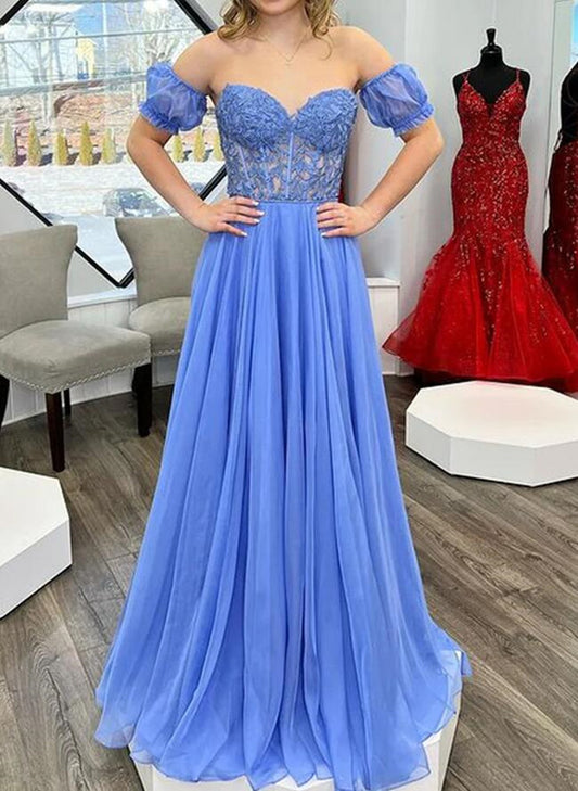 Women Chiffon Appliques Prom Dresses Long Sweetheart Evening Gowns Formal Party Dress YPD392