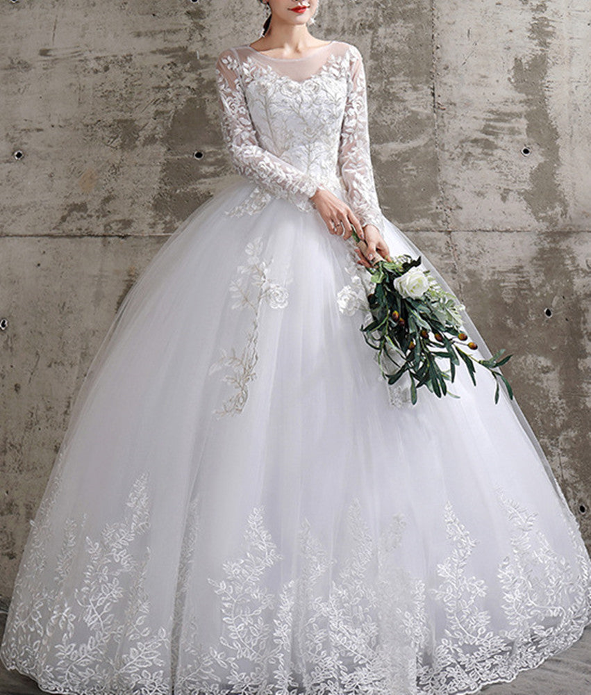 Women Lace Wedding Dresses Long Appliques Bridal Gowns YWD018
