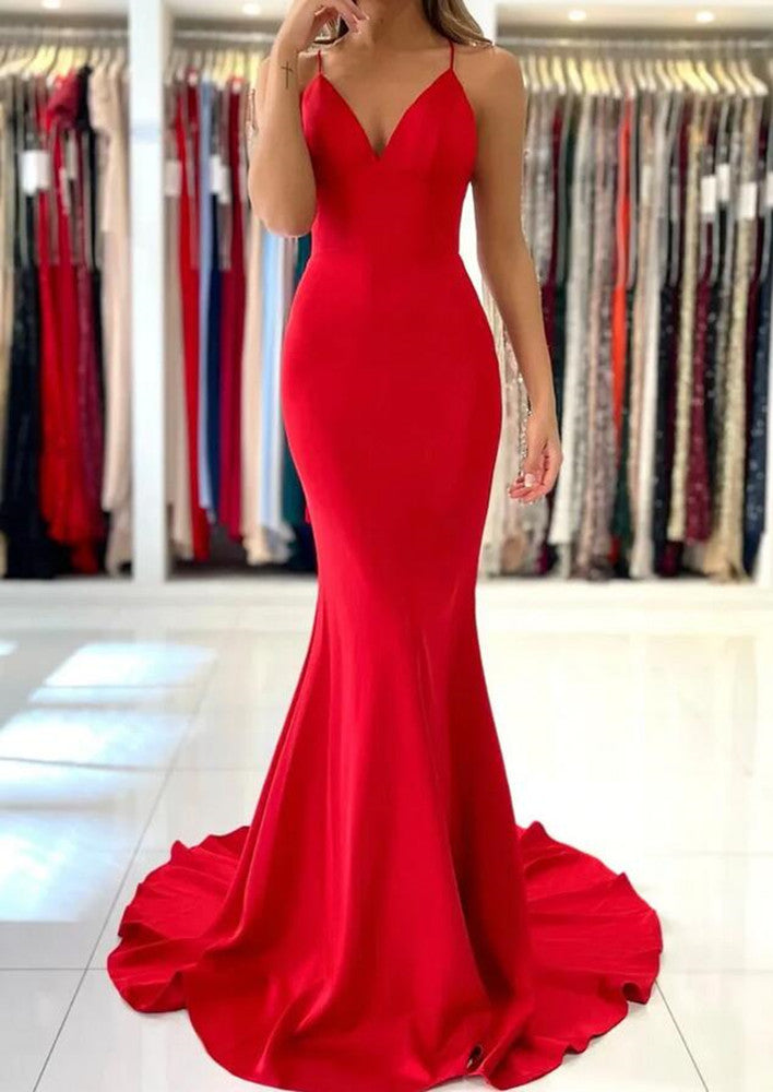 Women Red Prom Dresses Long Mermaid Evening Gowns Formal Party Dress YPD348