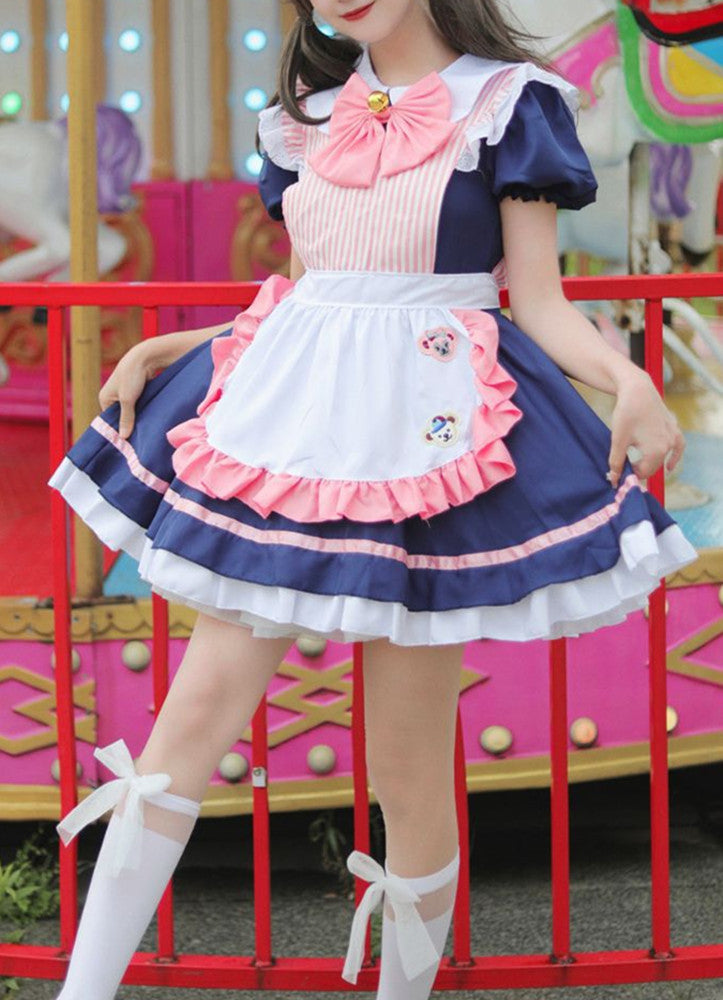 Anime Maid Cosplay Costume Dress for School Girls Halloween Maid Outfits Cute Lolita Dress YCC103