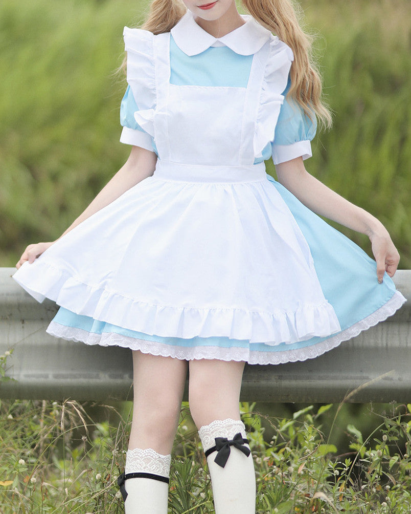 Anime Maid Cosplay Costume Dress for School Girls Halloween Maid Outfits Cute Lolita Dress YCC057
