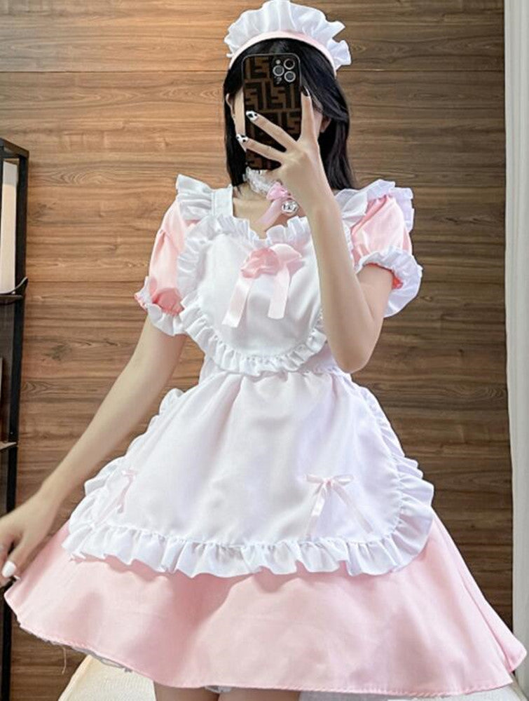 Anime Maid Cosplay Costume Dress for School Girls Halloween Maid Outfits Cute Lolita Dress YCC102