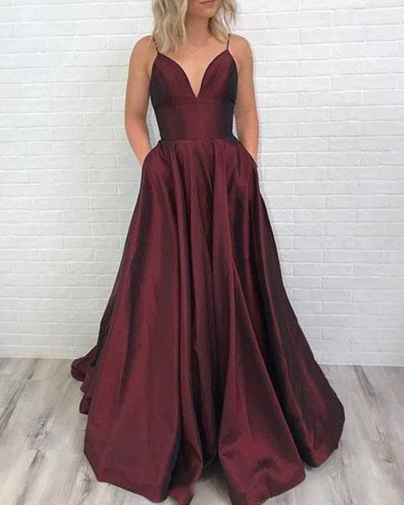Women Straps Prom Dresses Simple Long Evening Gowns Formal Party Dress YPD333