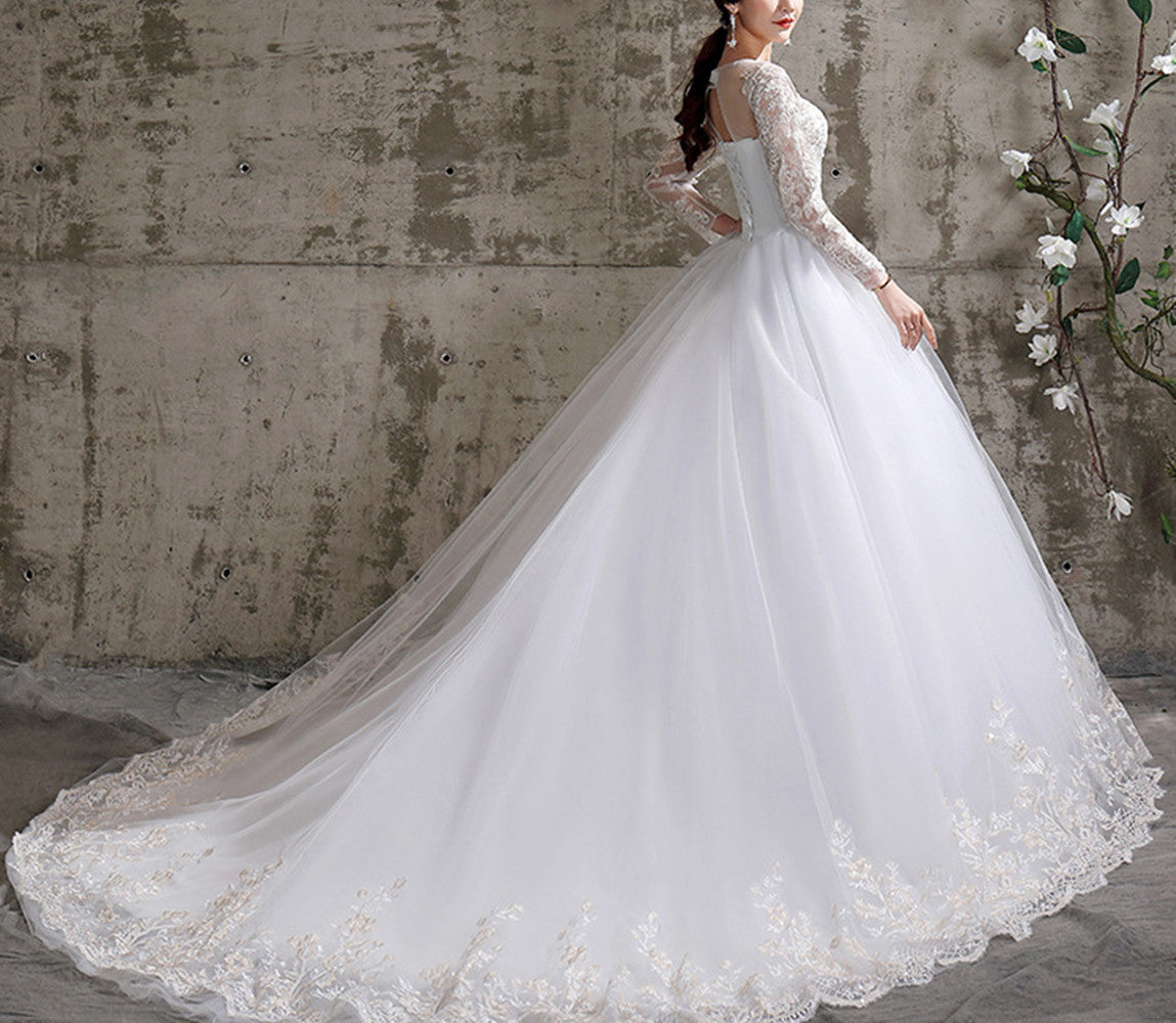 Women Lace Wedding Dresses Long Appliques Bridal Gowns YWD015