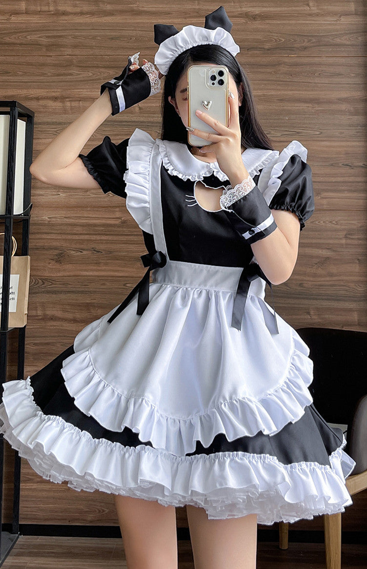 Anime Maid Cosplay Costume Dress for School Girls Halloween Maid Outfits Cute Lolita Dress YCC080