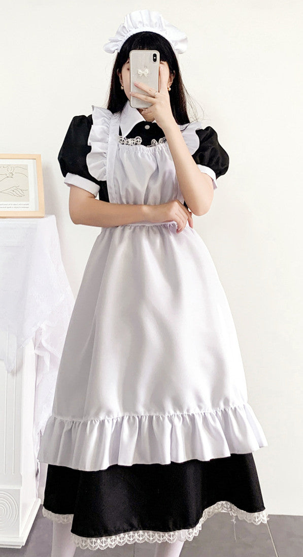 Anime Maid Cosplay Costume Dress for School Girls Halloween Long Maid Outfits Cute Lolita Dress YCC064