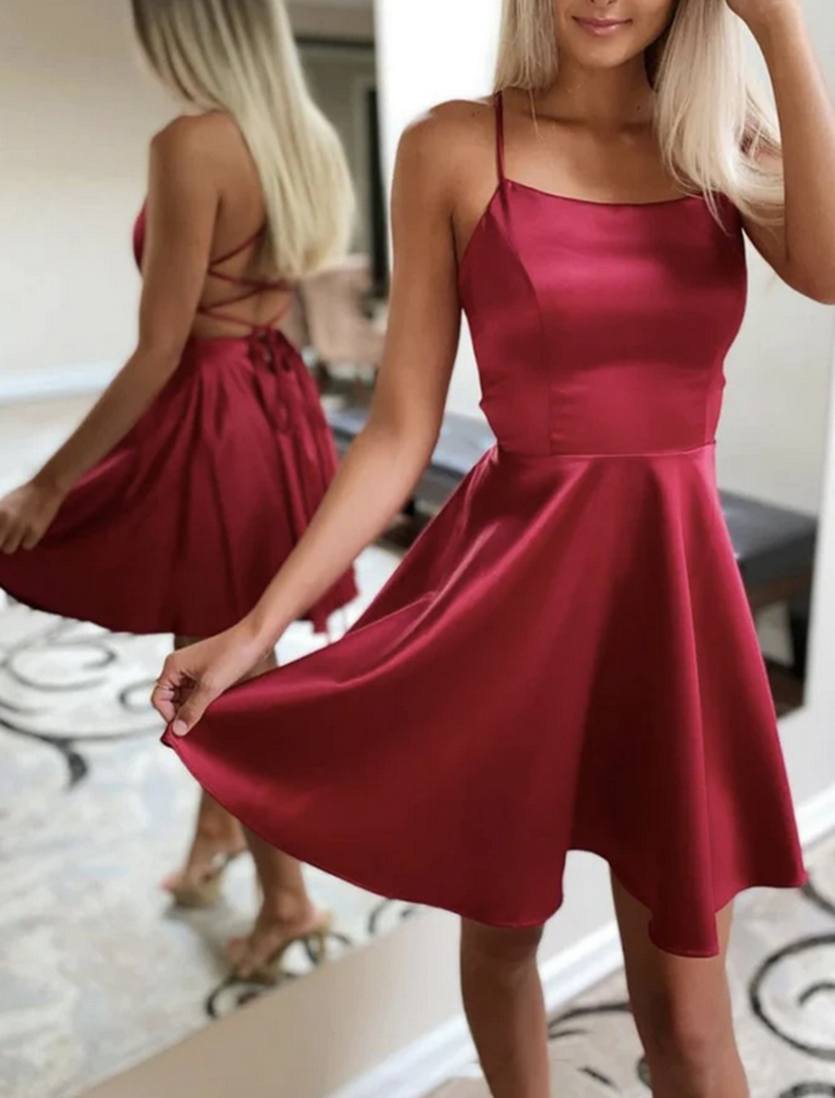Women Satin Prom Dresses Short Cocktail Gowns Girls Homecoming Dresses Short Graduation Dress YHD004