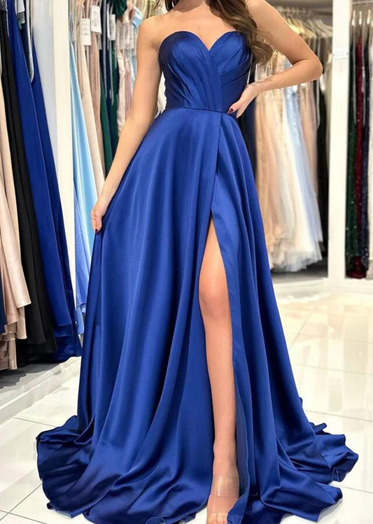Women Sweetheart Prom Dresses Long Side Slit Evening Gowns Formal Party Dress YPD304