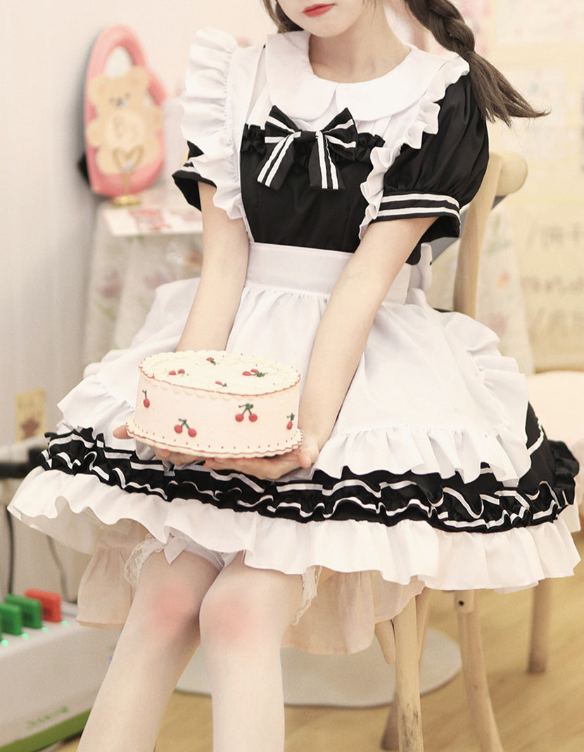 Anime Maid Cosplay Costume Dress for School Girls Halloween Maid Outfits Cute Lolita Dress YCC032