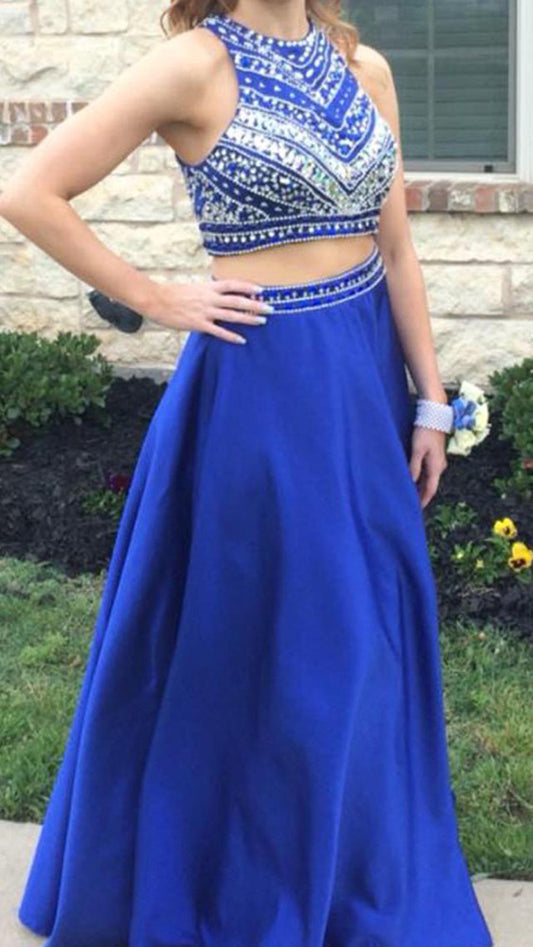 Women Satin Beads Prom Dresses Long Evening Gowns Formal Party Dress YPD264