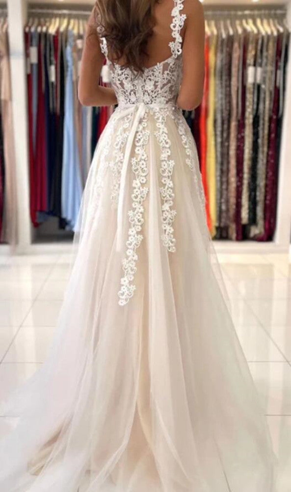 Women Lace Prom Dresses Long Appliques Evening Gowns Formal Party Dress YPD295