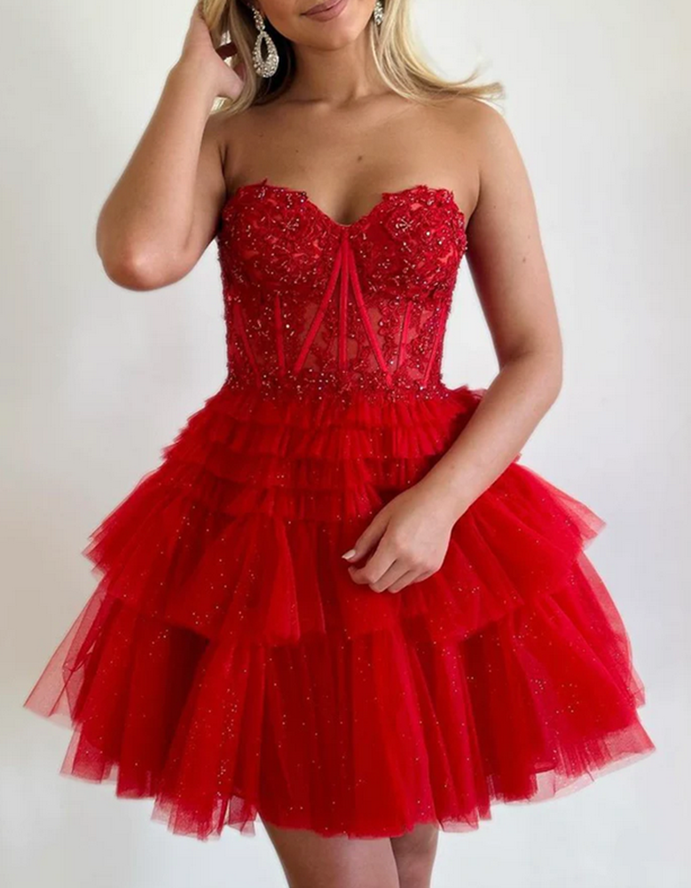 Women Sweetheart Prom Dresses Short Cocktail Gowns Girls Lace Homecoming Dresses Short Graduation Dress YHD002