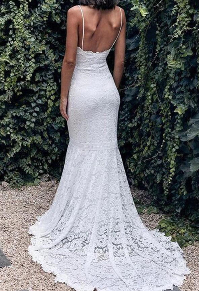 Women Lace Appliques Wedding Dresses Long Mermaid Bridal Gowns YWD101