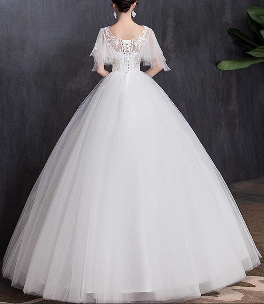 Women Tulle Appliques Wedding Dresses Long A-Line Bridal Gowns YWD034