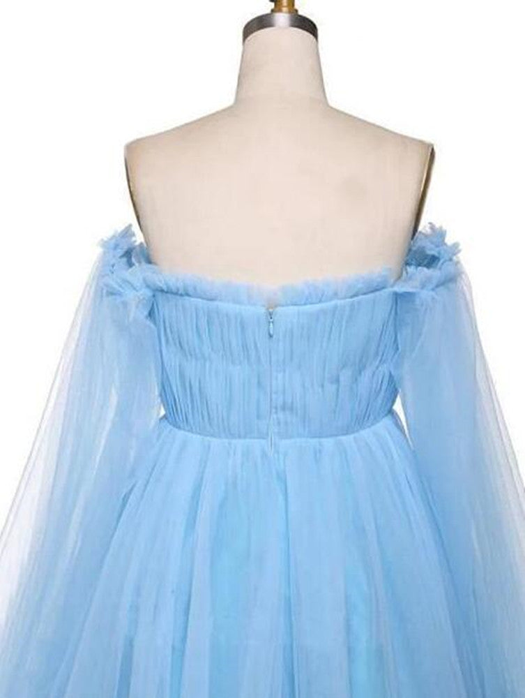 Women Blue Tulle Prom Dresses Long Princess Evening Gowns Formal Party Dress YPD338