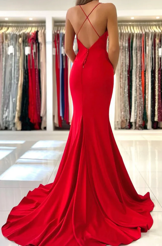 Women V-Neck Prom Dresses Long Mermaid Evening Party Dress YPD038