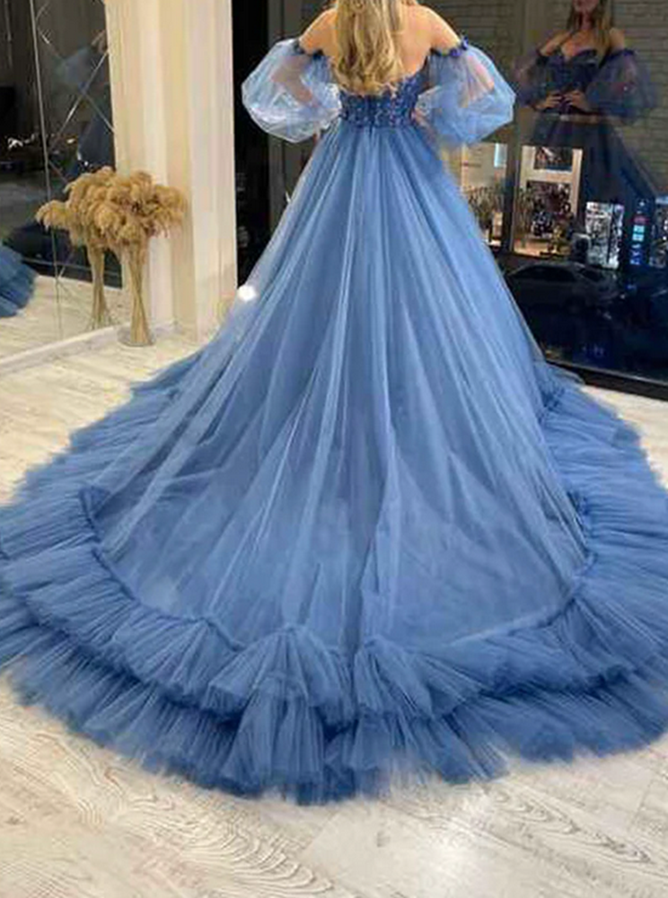 Women Lace Prom Dresses Long Tulle Evening Party Dress YPD022