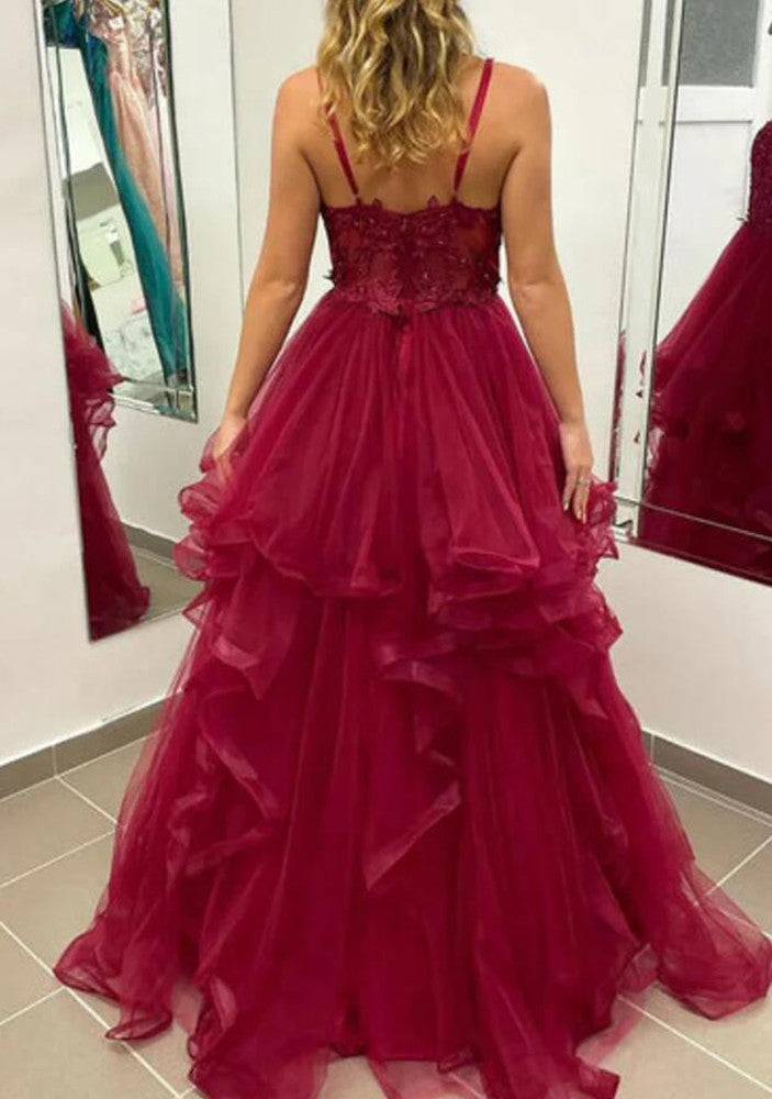 Women Layered Prom Dresses Long Appliques Evening Gowns Formal Party Dress YPD379