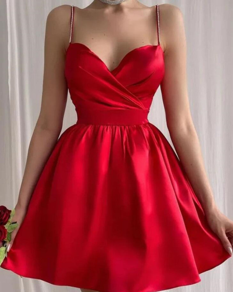 Women Satin Prom Dresses Short Cocktail Gowns Girls Sweetheart Homecoming Dresses Short Graduation Dress YHD232