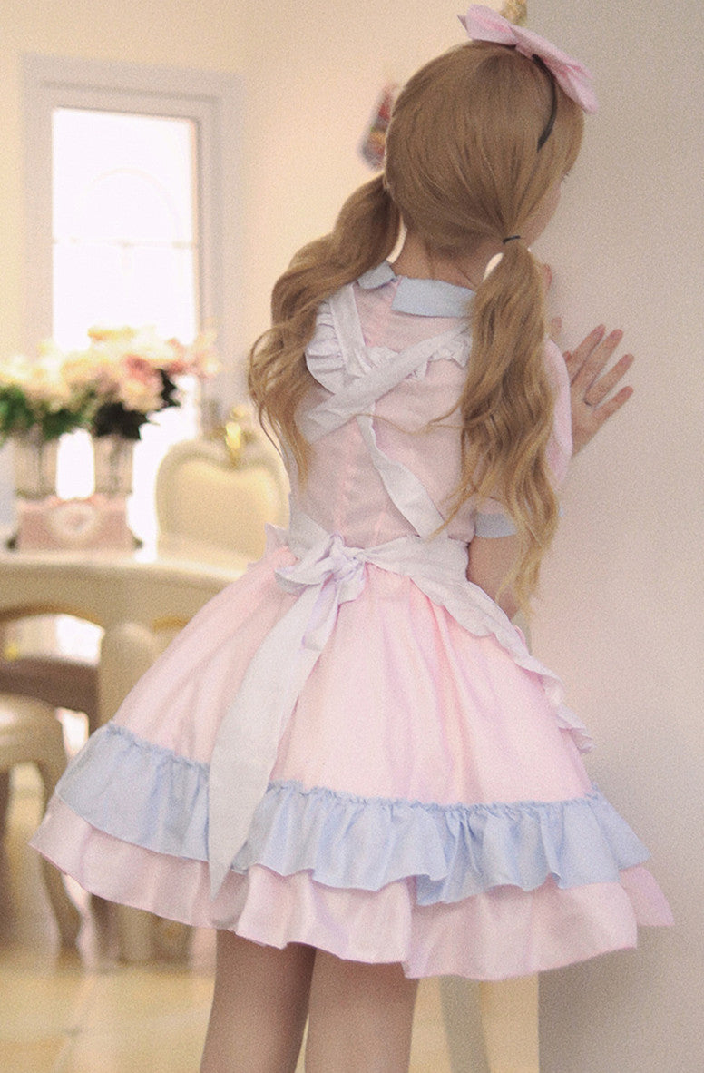 Anime Maid Cosplay Costume Dress for School Girls Halloween Maid Outfits Cute Lolita Dress YCC049