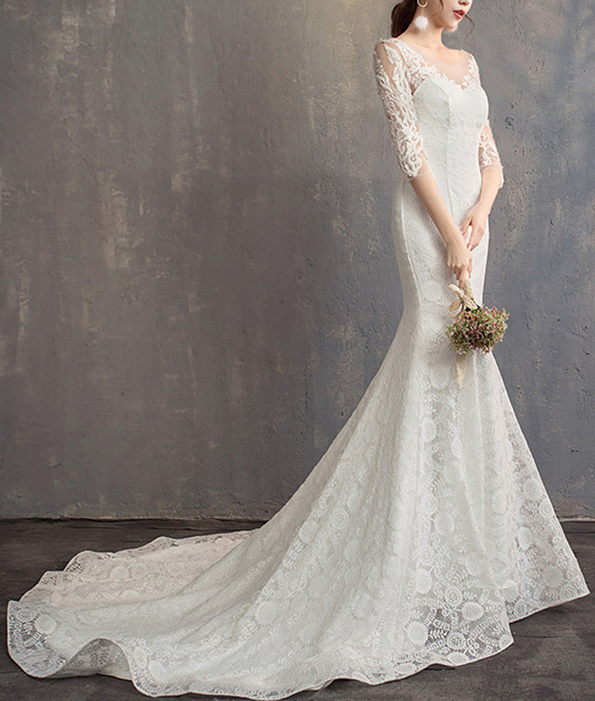 Women Mermaid Wedding Dresses Long Lace Bridal Gowns YWD033