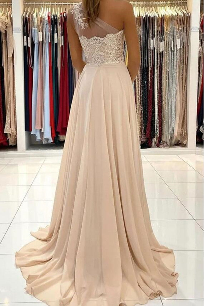 Women Chiffon Lace Prom Dresses Long Side Slit Evening Gowns Formal Party Dress YPD353