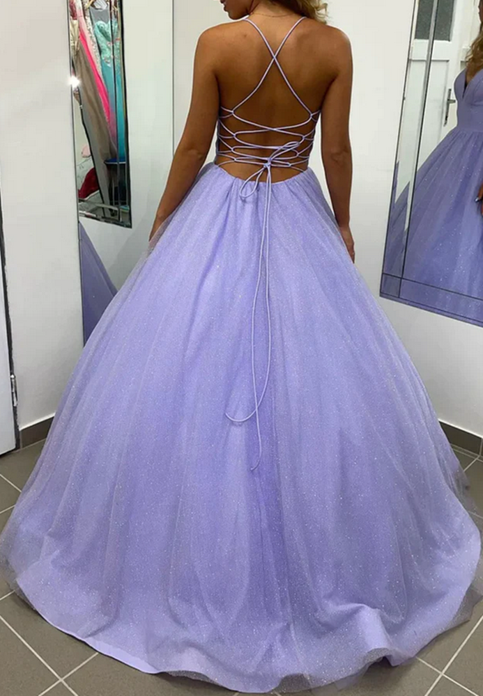 Women V-Neck Prom Dresses Long Lace Up Back Evening Party Dress YPD036