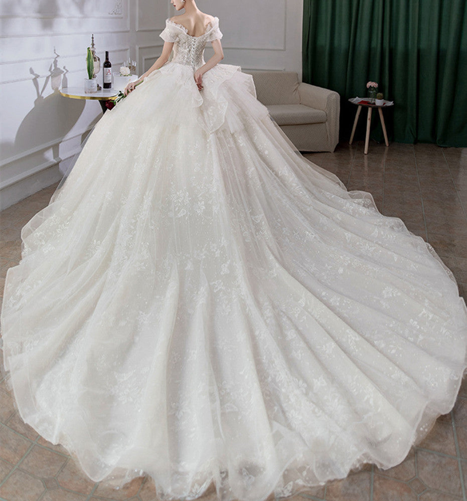 Women Sequined Wedding Dresses Long Princess A-Line Bridal Gowns YWD065