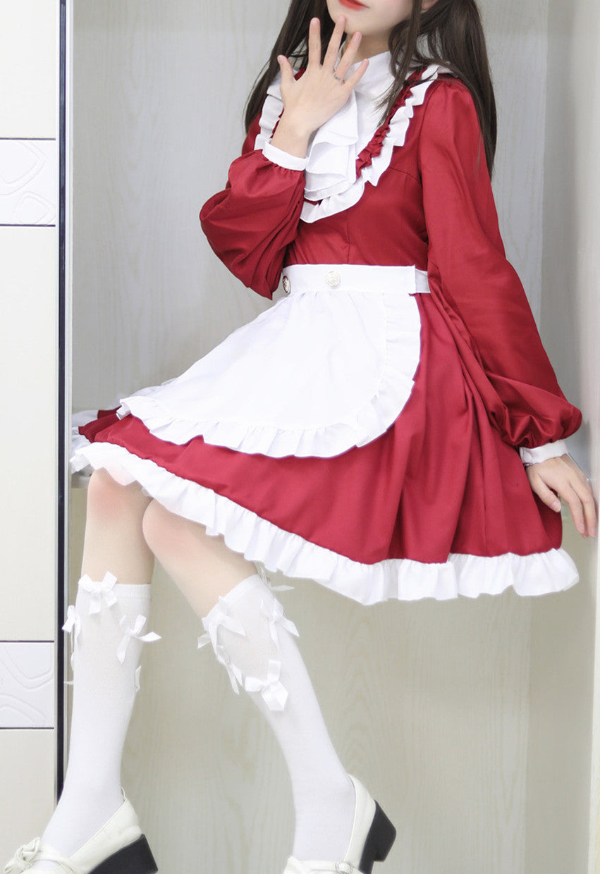 Anime Maid Cosplay Costume Dress for School Girls Halloween Maid Outfits Cute Lolita Dress YCC025