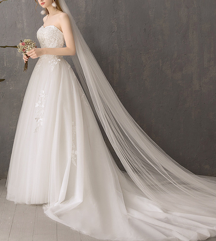 Women Tulle Appliques Wedding Dresses Long Sweetheart Bridal Gowns YWD031