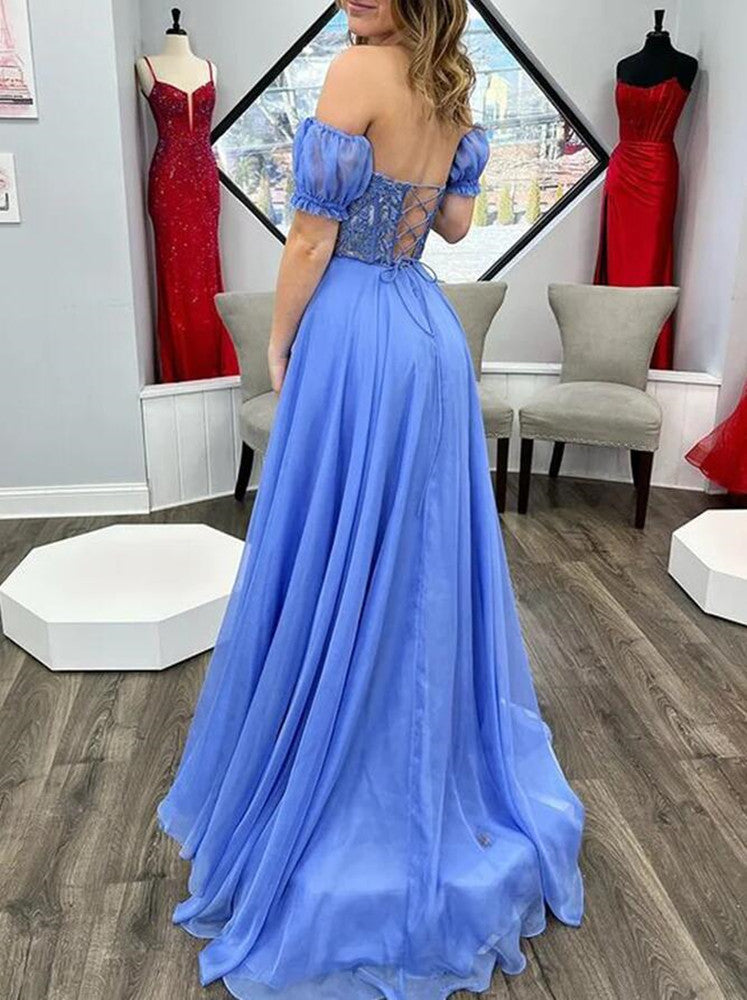 Women Chiffon Appliques Prom Dresses Long Sweetheart Evening Gowns Formal Party Dress YPD392