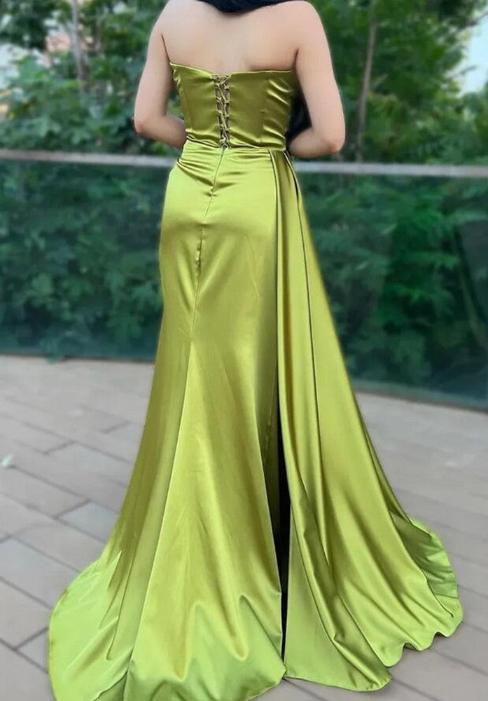 Women Side Slit Prom Dresses Long Satin Evening Gowns Formal Party Dress YPD350