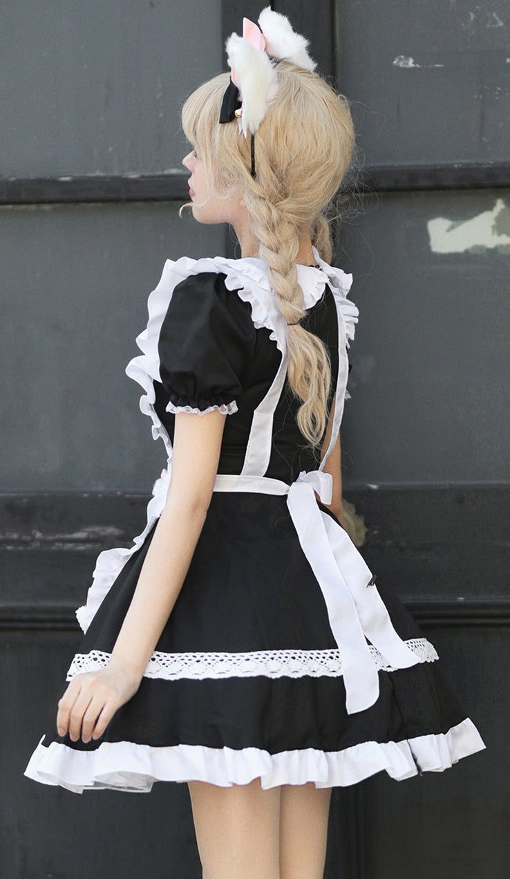 Anime Maid Cosplay Costume Dress for School Girls Halloween Maid Outfits Cute Lolita Dress YCC055