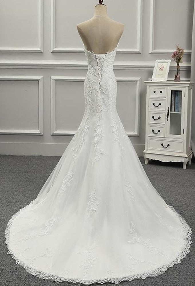Women Mermaid Appliques Wedding Dresses Long Sweetheart Bridal Gowns YWD013