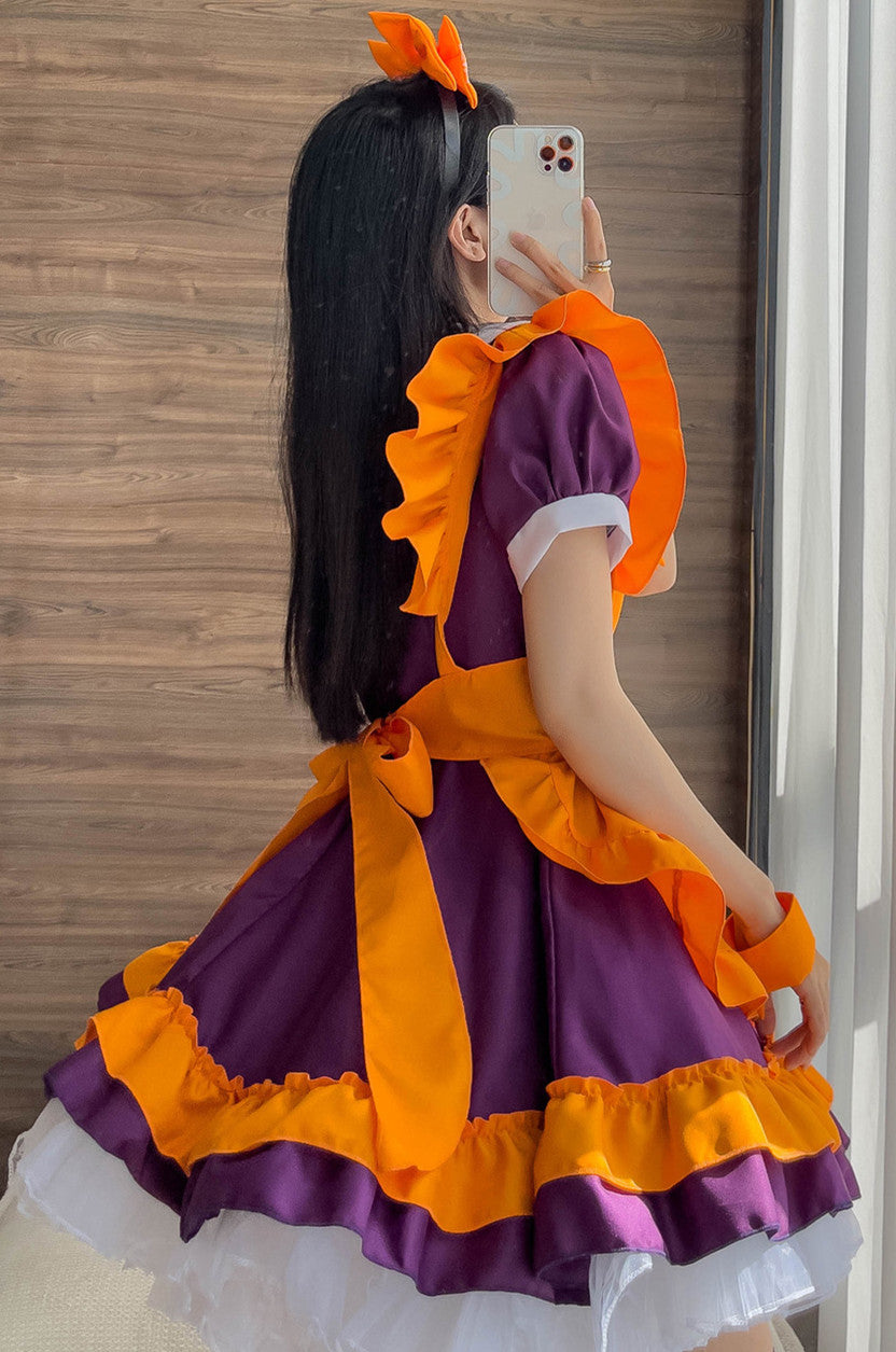 Anime Maid Cosplay Costume Dress for School Girls Halloween Maid Outfits Cute Lolita Dress YCC023