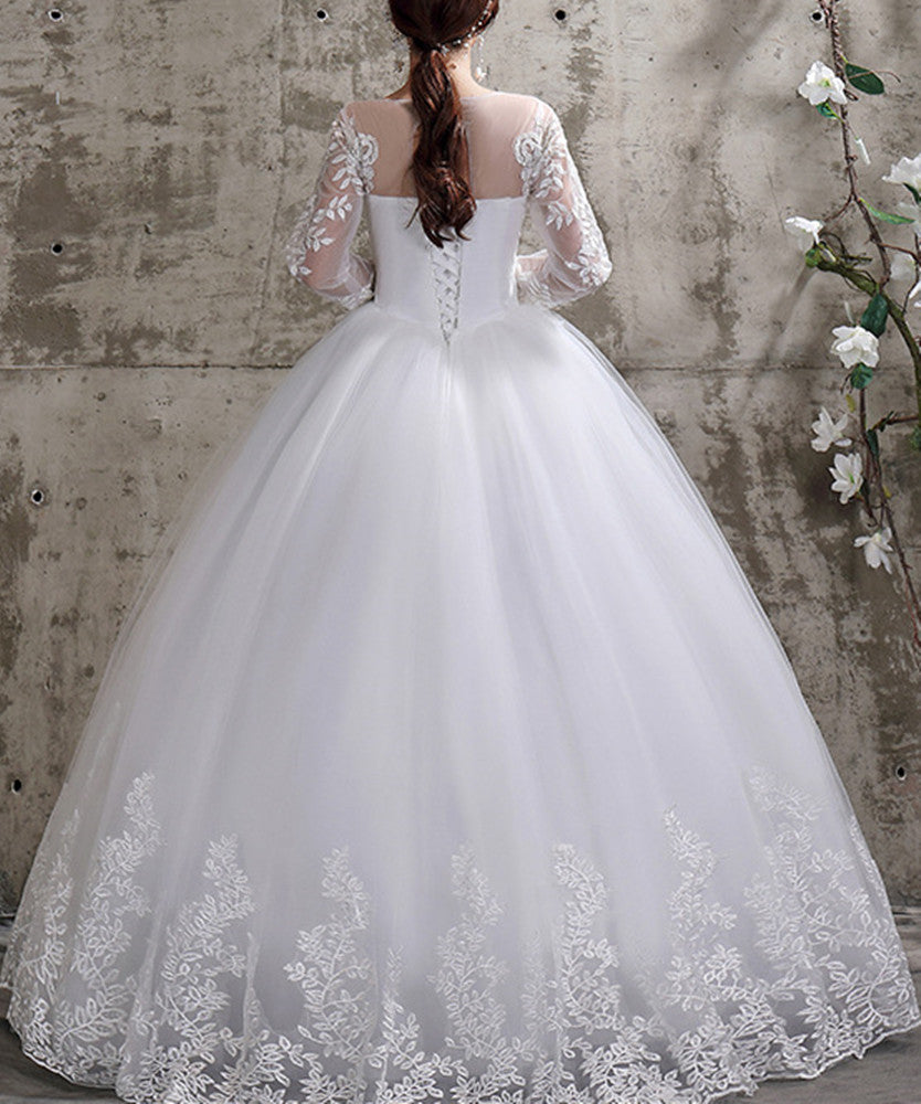 Women Lace Wedding Dresses Long Appliques Bridal Gowns YWD018