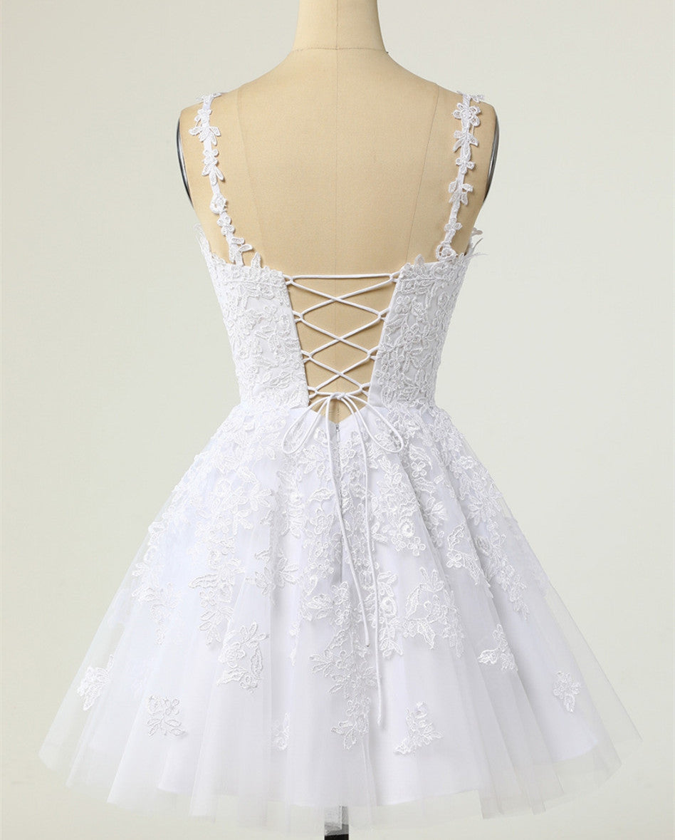 Women Lace Prom Dresses Short Cocktail Gowns Girls Appliques Homecoming Dresses Short Graduation Dress YHD286