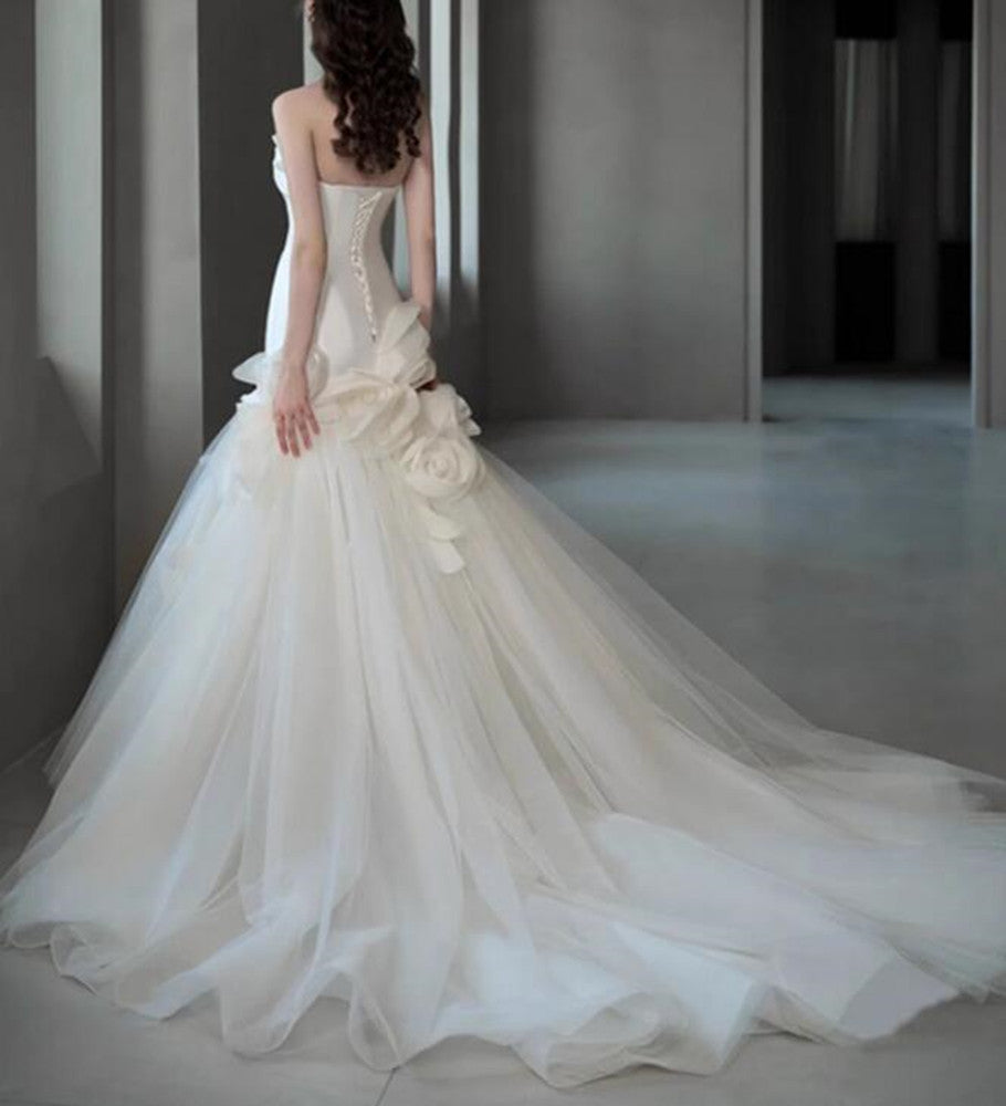 Women Mermaid Tulle Wedding Dresses Long Sweetheart Bridal Gowns YWD053