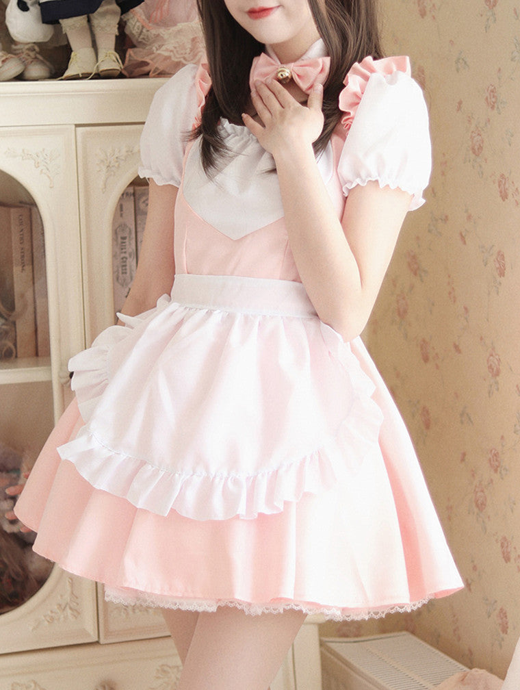 Anime Maid Cosplay Costume Dress for School Girls Halloween Maid Outfits Cute Lolita Dress YCC028