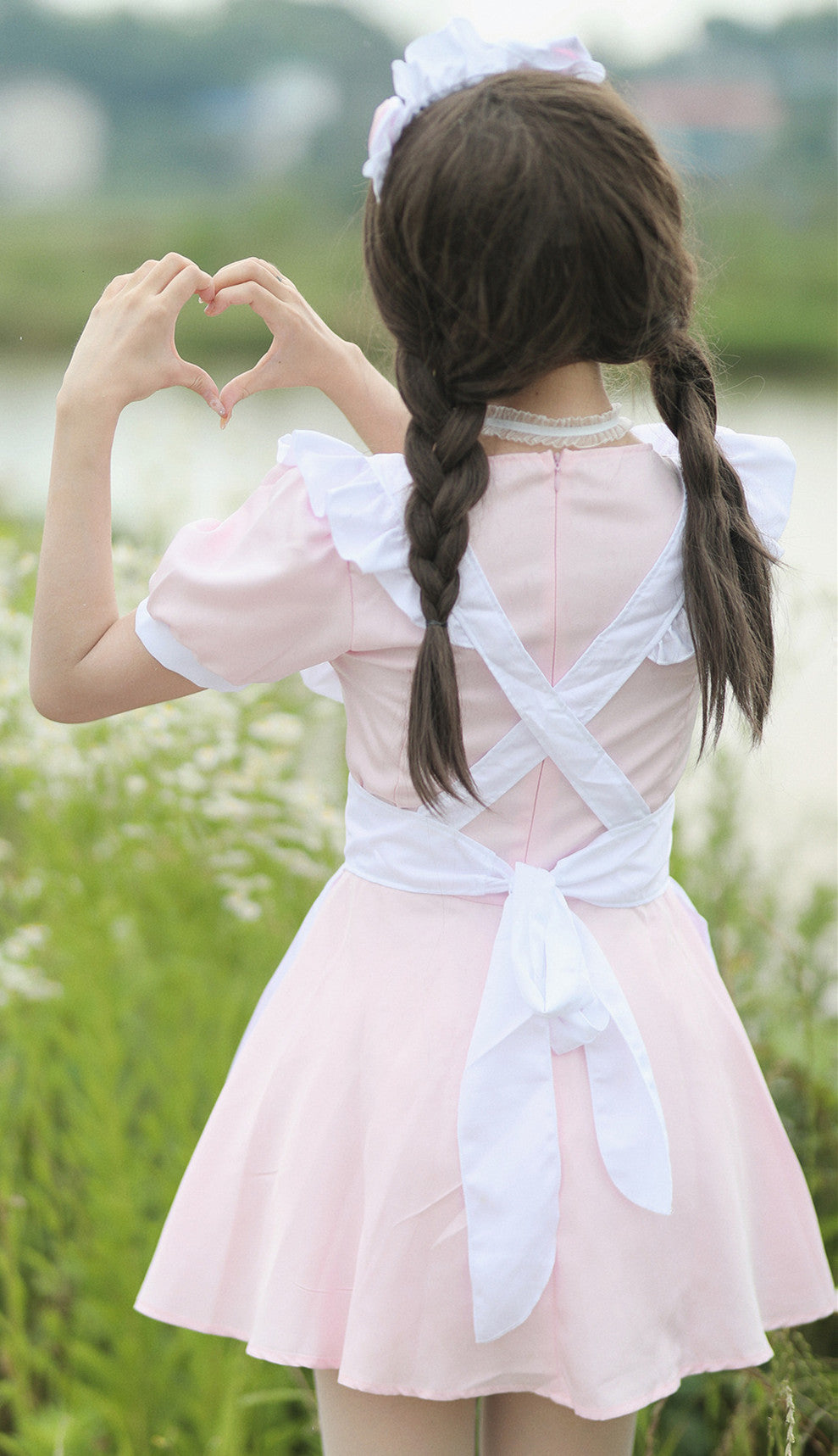 Anime Maid Cosplay Costume Dress for School Girls Halloween Maid Outfits Cute Lolita Dress YCC058