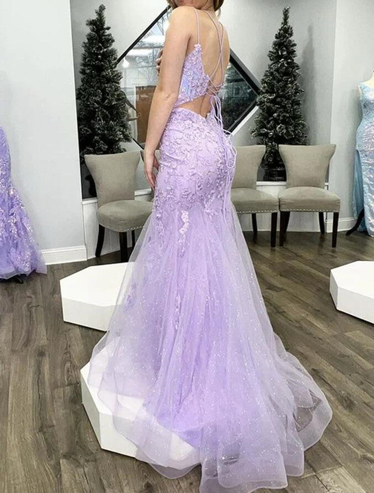 Women Tulle Appliques Prom Dresses Long Mermaid Evening Gowns Formal Party Dress YPD397
