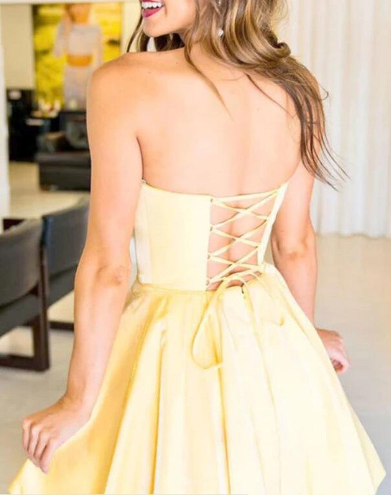 Women Satin Prom Dresses Short Cocktail Gowns Girls Homecoming Dresses Short Graduation Dress YHD158