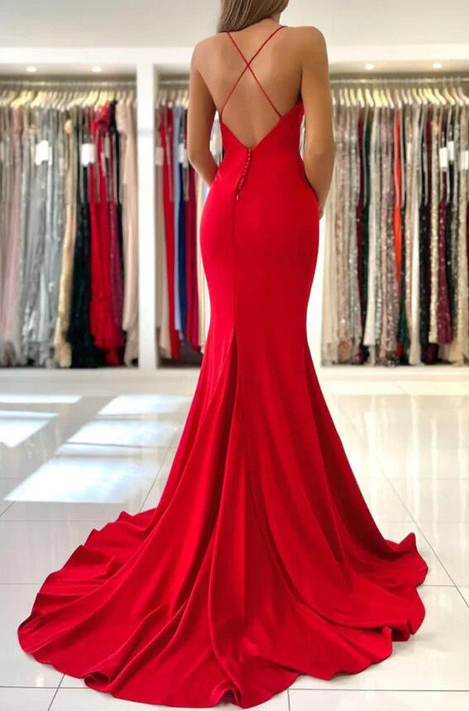 Women Red Prom Dresses Long Mermaid Evening Gowns Formal Party Dress YPD348