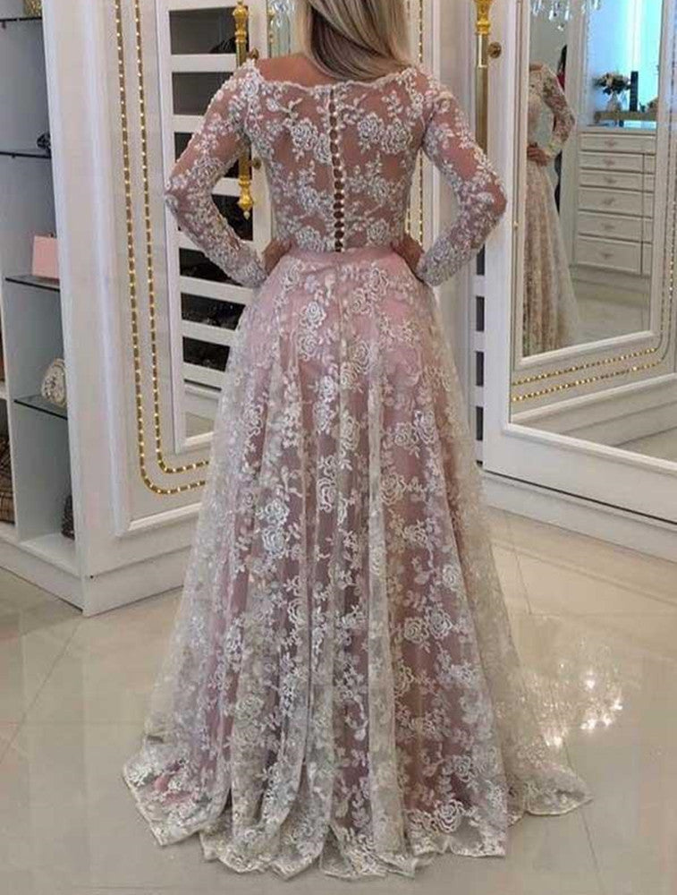 Women Lace Prom Dresses Long A-Line Evening Gowns Formal Party Dress YPD341
